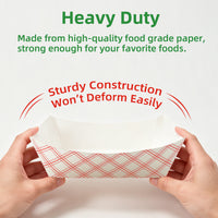 APSIC 2 LB White/Red Food Tray - Sturdy Base & Fast Food Ideal - 1000 Count