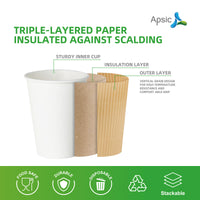 APSIC 20oz Double Wall Ripple Kraft Hot Cup, 500/Case