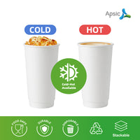 APSIC 20oz Double Wall White Paper Hot Cup, 500/Case
