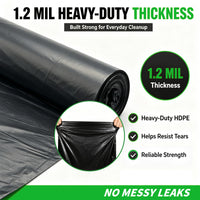 APSIC 40-45 Gallon HDPE Trash Bags 40x46 1.2MIL, 100 Count - FMTB-4046