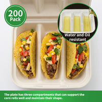 APSIC Bagasse 3-Compartment Hinged Container, 200/Case