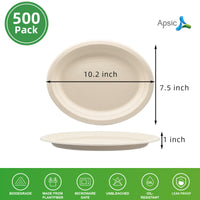 APSIC Small Natural Bagasse Oval Plates, 500 Count - BOP-26192