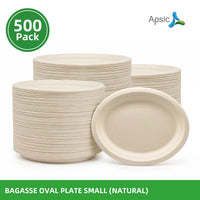 APSIC Small Natural Bagasse Oval Plates, 500 Count - BOP-26192