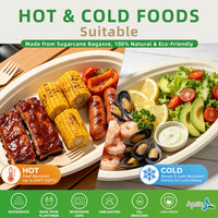 APSIC Small Natural Bagasse Oval Plates, 500 Count - BOP-26192