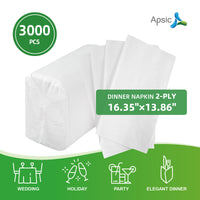 APSIC White 2-Ply Dinner Napkin 16.35
