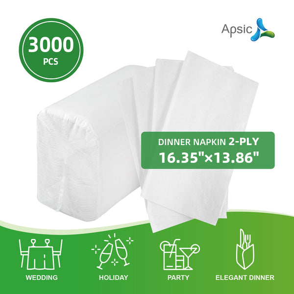APSIC White 2-Ply Dinner Napkin 16.35