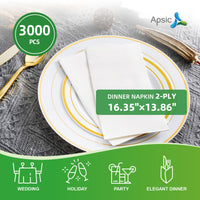 APSIC White 2-Ply Dinner Napkin 16.35