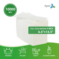 APSIC White 1-Ply Tall Fold Napkin 13