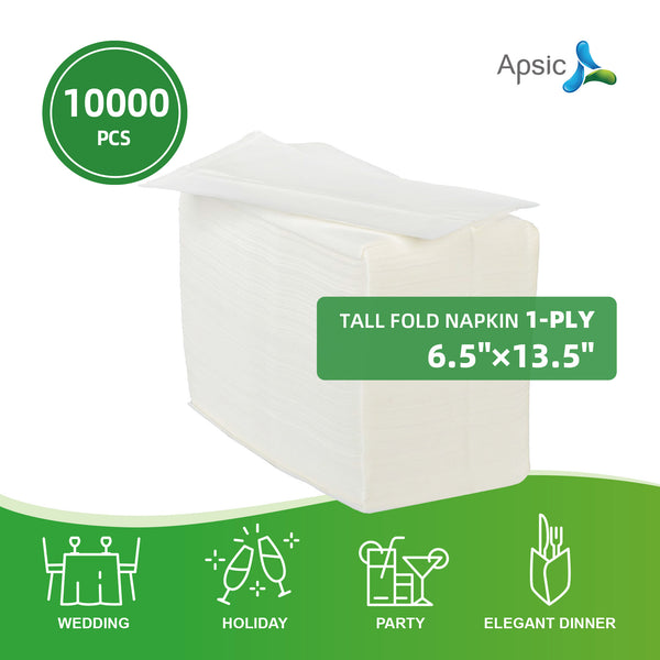 APSIC White 1-Ply Tall Fold Napkin 13