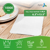 APSIC 1-Ply Tall Fold Napkin, 13×6