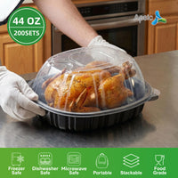APSIC 44oz Chicken Roaster Container w/ Dome Lid, 200/Case