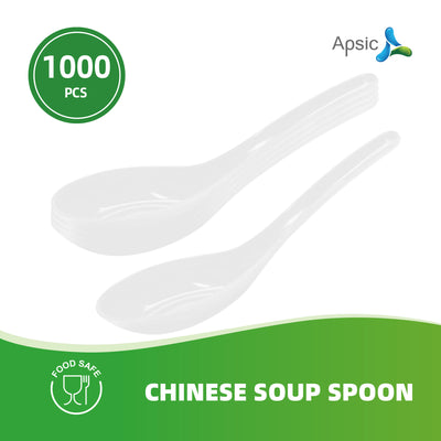 APSIC Disposable White Chinese Soup Spoon - Food Service, Perfect for Takeout - 1000 Pcs/Case