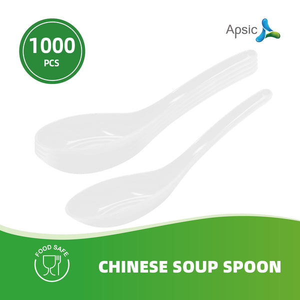 APSIC Disposable White Chinese Soup Spoon - Food Service, Perfect for Takeout - 1000 Pcs/Case