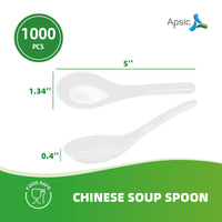 APSIC Disposable White Chinese Soup Spoon - Food Service, Perfect for Takeout - 1000 Pcs/Case