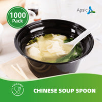 APSIC Disposable White Chinese Soup Spoon - Food Service, Perfect for Takeout - 1000 Pcs/Case