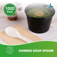 APSIC Disposable White Chinese Soup Spoon - Food Service, Perfect for Takeout - 1000 Pcs/Case