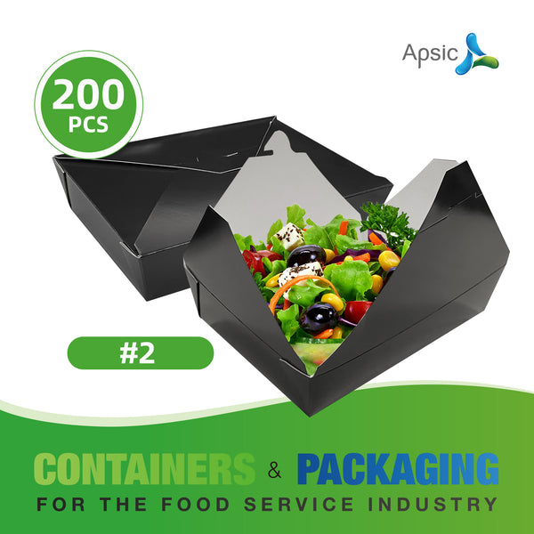 APSIC #2 Black Paper Take-Out Box 8.5