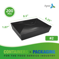 APSIC #2 Black Paper Take-Out Box 8.5