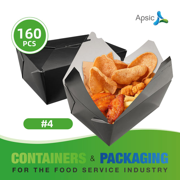 APSIC #4 Black Paper Take-Out Box 8.5