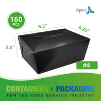 APSIC #4 Black Paper Take-Out Box 8.5