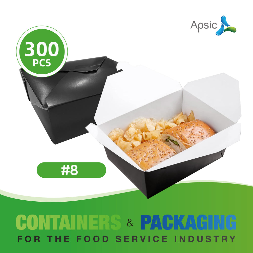 APSIC #8 Black Paper Take-Out Box 6.75