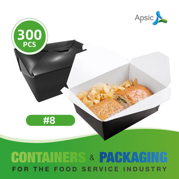 APSIC #8 Black Paper Take-Out Box 6.75