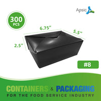 APSIC #8 Black Paper Take-Out Box 6.75