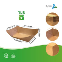 APSIC 1 LB Kraft Food Tray - Food Safe & Convenient Serving - 1000 Count