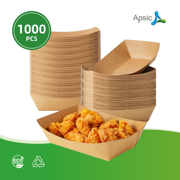 APSIC 2 LB Kraft Food Tray - Leak Resistant & Takeout Friendly - 1000 Count