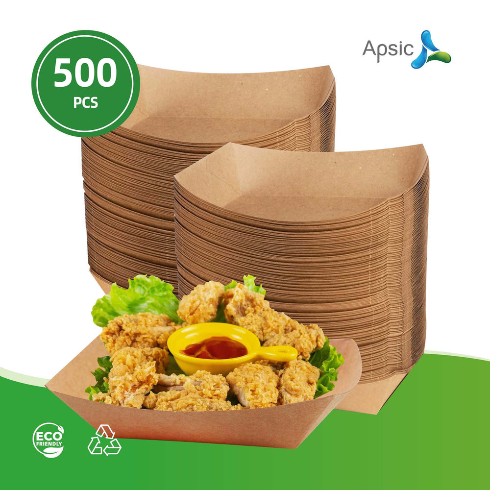 APSIC 3 LB Kraft Food Tray - Multi-Purpose & Party Ready - 500 Count