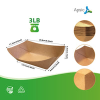 APSIC 3 LB Kraft Food Tray - Multi-Purpose & Party Ready - 500 Count