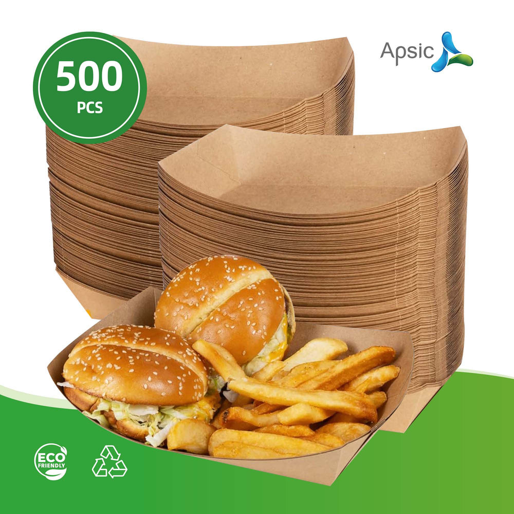 APSIC 5 LB Kraft Food Tray - Large Capacity & Food Service - 500 Count