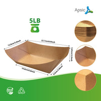 APSIC 5 LB Kraft Food Tray - Large Capacity & Food Service - 500 Count