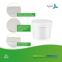APSIC 12 oz White Paper Food Cup (no Lid) - Convenient & Food Grade - 500 Count