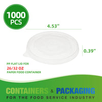 APSIC PP Flat Lid for 26/32oz Paper Food Cup, 1000/Case