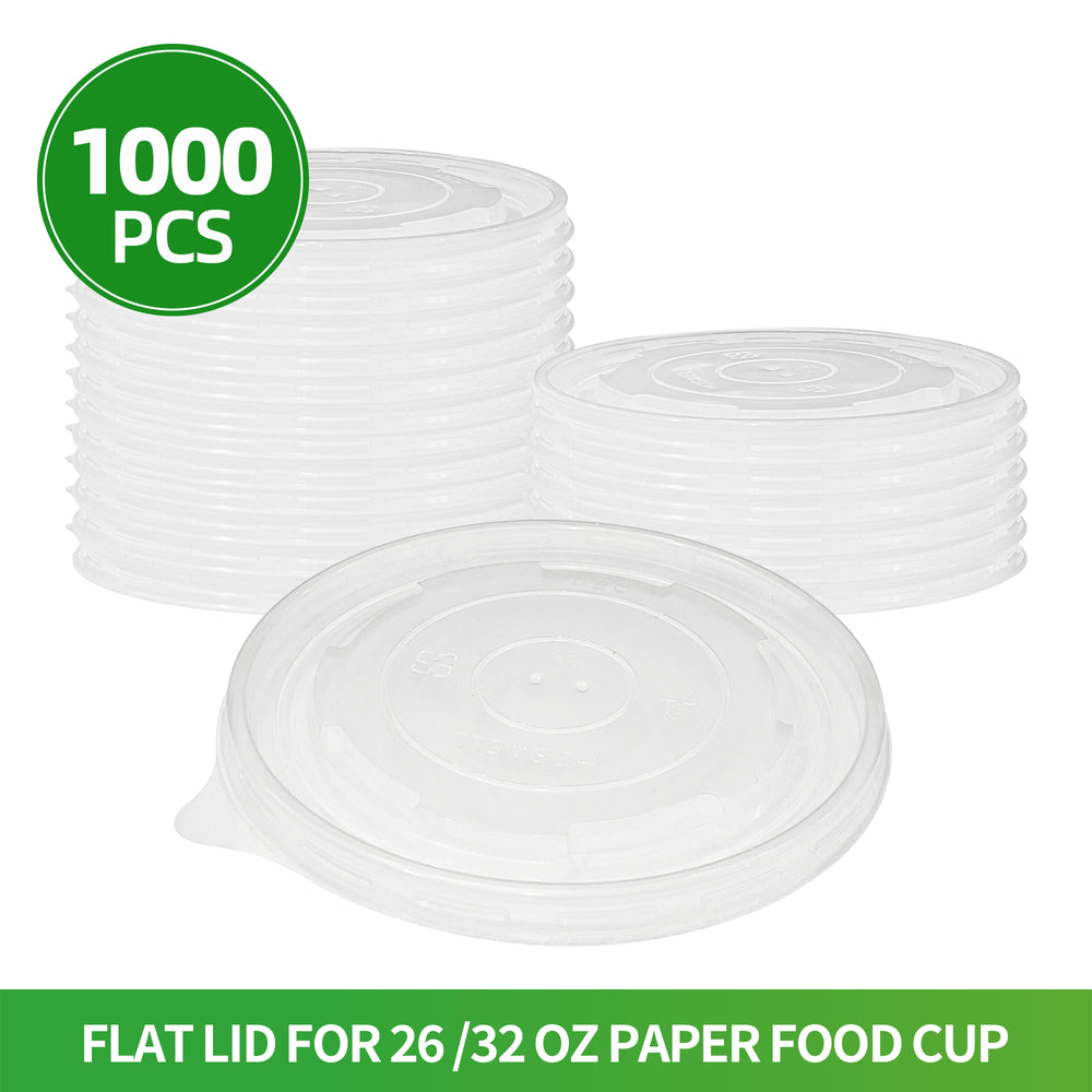 APSIC PP Flat Lid for 26/32oz Paper Food Cup, 1000/Case