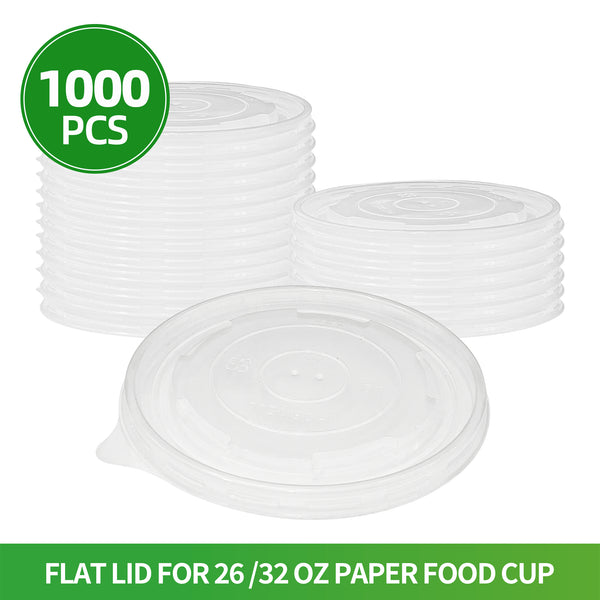 APSIC PP Flat Lid for 26/32oz Paper Food Cup, 1000/Case