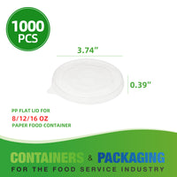 APSIC PP Flat Lid for 8/12/16oz Paper Food Cup, 1000/Case