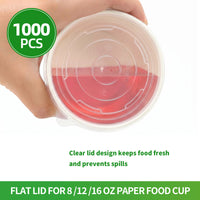 APSIC PP Flat Lid for 8/12/16oz Paper Food Cup, 1000/Case