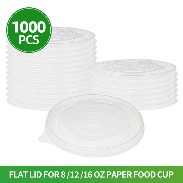 APSIC PP Flat Lid for 8/12/16oz Paper Food Cup, 1000/Case