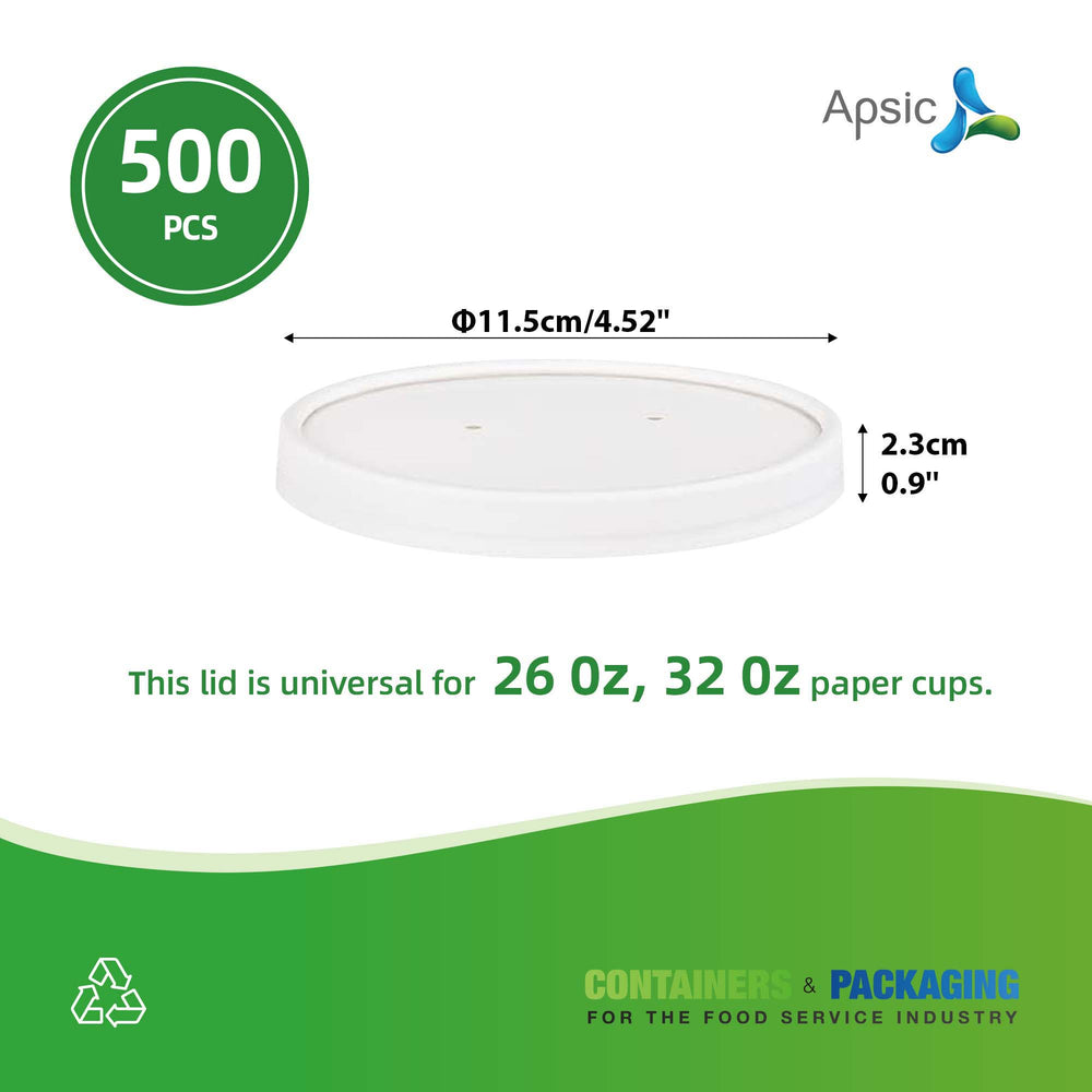 APSIC Paper Lid for 26/32 oz Paper Food Cup - Stable & Easy to Use - 500 Count