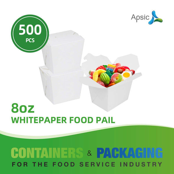 APSIC 8 oz White Paper Food Pail 2.8