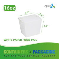 APSIC 16 oz White Paper Food Pail 3.7