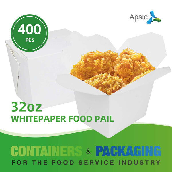APSIC 32 oz White Paper Food Pail 4.7