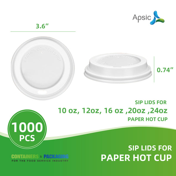 APSIC Sip Lids for 10/12/16/20/24 oz Paper Hot Cup - Easy Sipping - 1000 Count