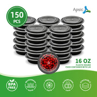 APSIC 16 Oz Plastic Round Food Container With Lid