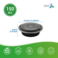 APSIC 16 Oz Plastic Round Food Container With Lid