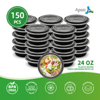 APSIC 24 Oz Plastic Round Food Container With Lid