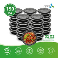 APSIC 32 Oz Plastic Round Food Container With Lid