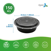 APSIC 32 Oz Plastic Round Food Container With Lid